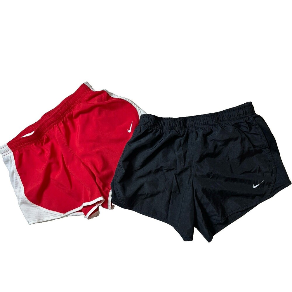 Nike Womens Dri-FIT Tempo Running Shorts Bundle Black Red Size Medium large 0152